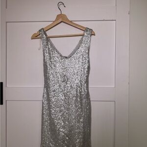 Crystal Doll Silver Sequin Sheath Dress Flirty Fun